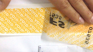 Yellow Tamper Evident Security Labels For DFS Financial Bank Department